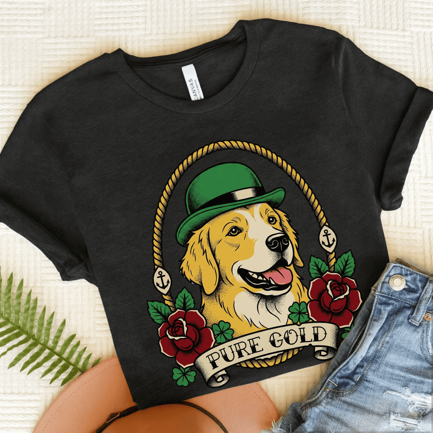 Golden Retriever Pure Gold St Patricks Day Unisex TShirt Dark Grey Heather