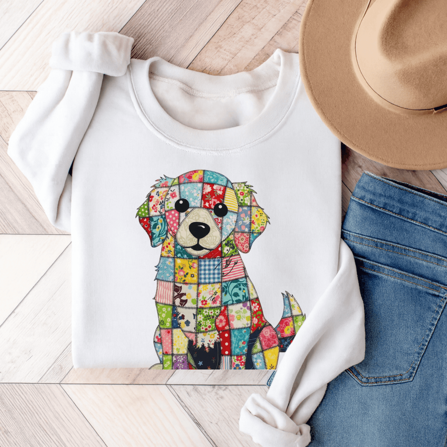 Golden Retriever Quilted Unisex Sweatshirt White