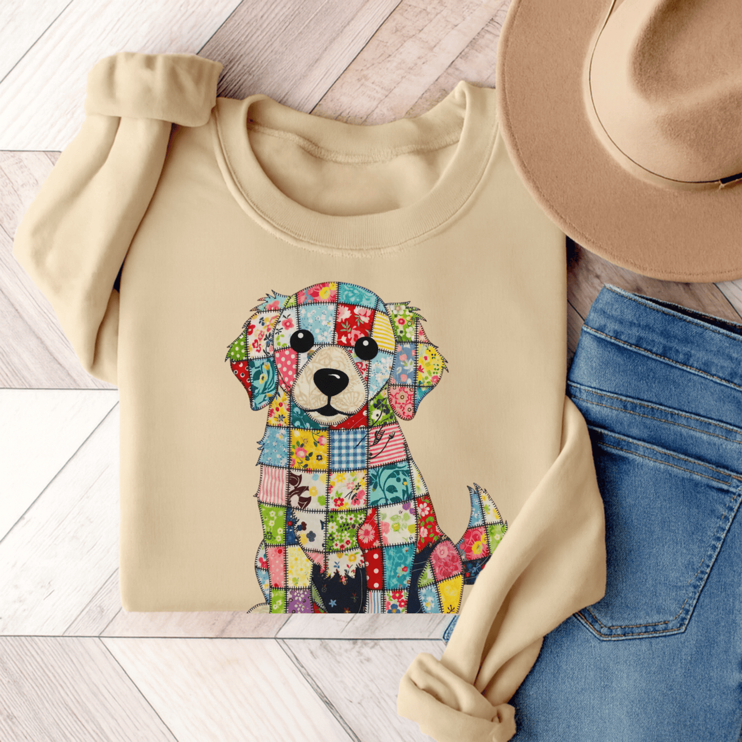 Golden Retriever Quilted Unisex Sweatshirt Sand