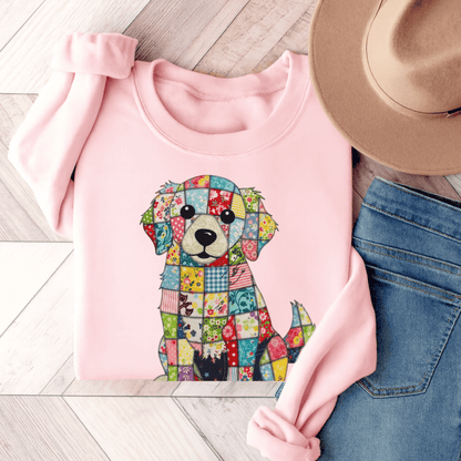 Golden Retriever Quilted Unisex Sweatshirt Light Pink