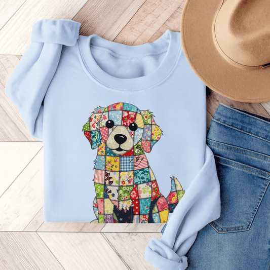 Golden Retriever Quilted Unisex Sweatshirt Light Blue