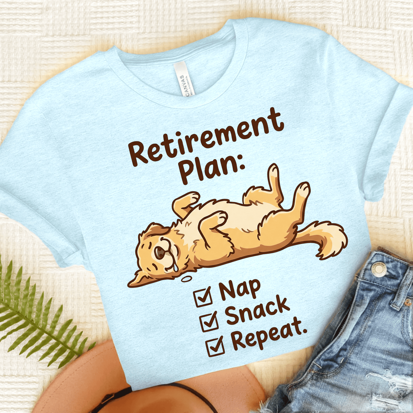 Golden Retriever Retirement Checklist Unisex Tshirt Heather Ice Blue