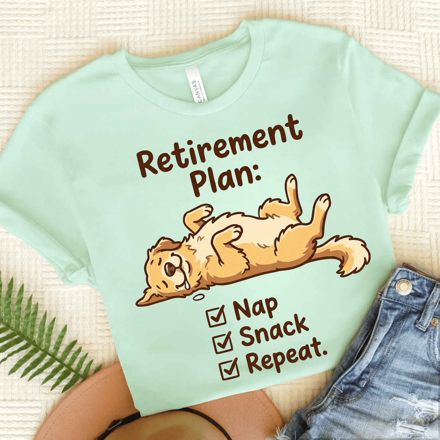 Golden Retriever Retirement Checklist Unisex Tshirt Heather Mint