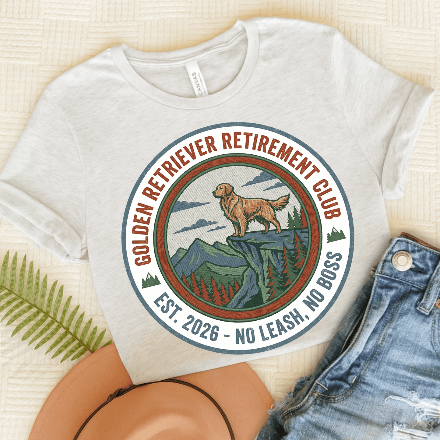 Golden Retriever Retirement Unisex Tshirt Ash