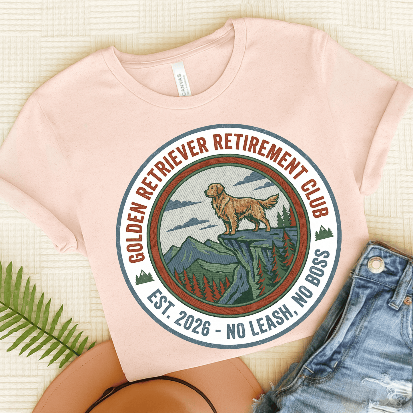 Golden Retriever Retirement Unisex Tshirt Soft Pink