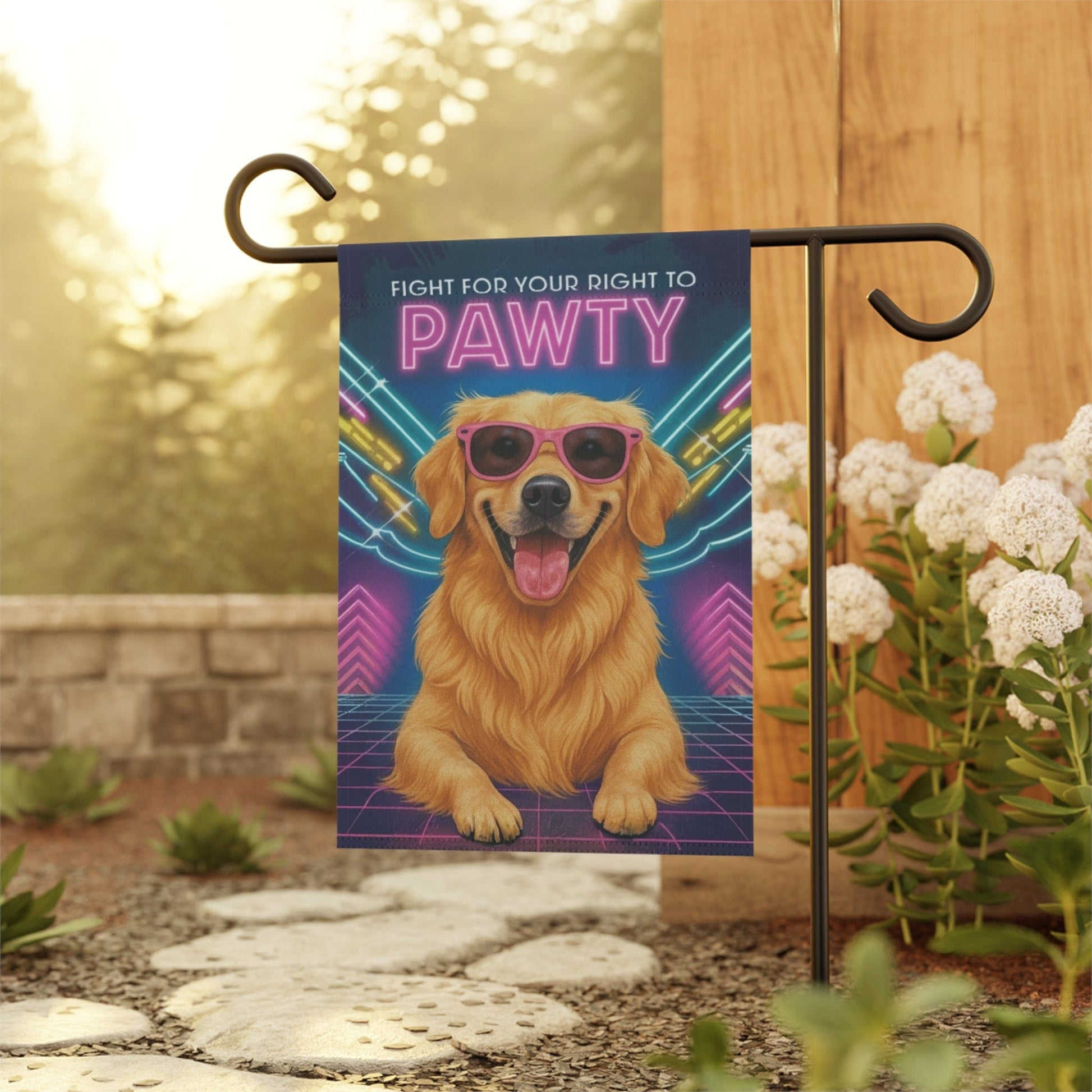 Golden Retriever Retro Garden Flag