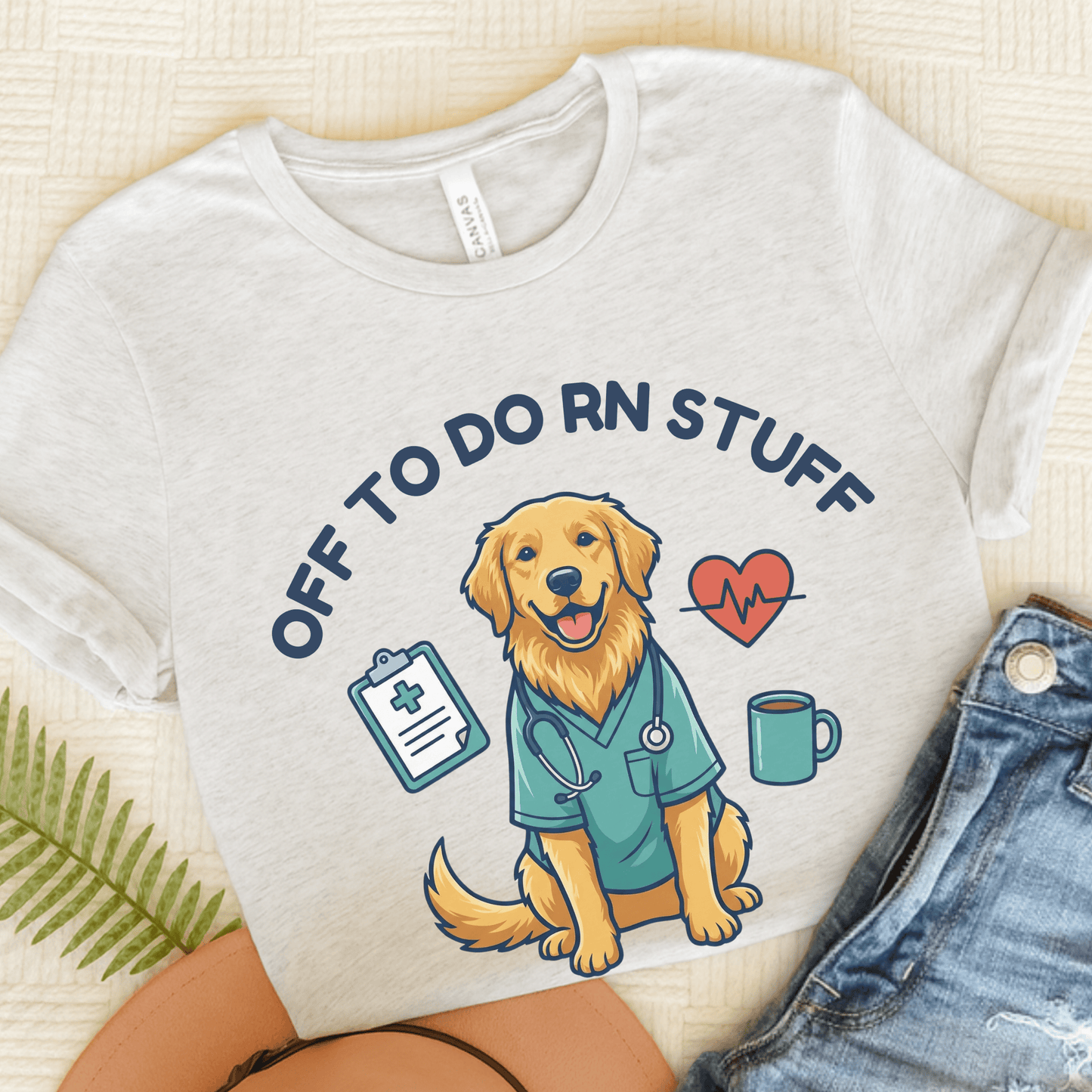 Golden Retriever RN Nurse Funny Unisex TShirt Ash