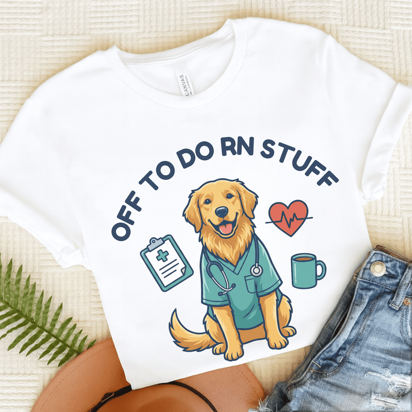 Golden Retriever RN Nurse Funny Unisex TShirt White
