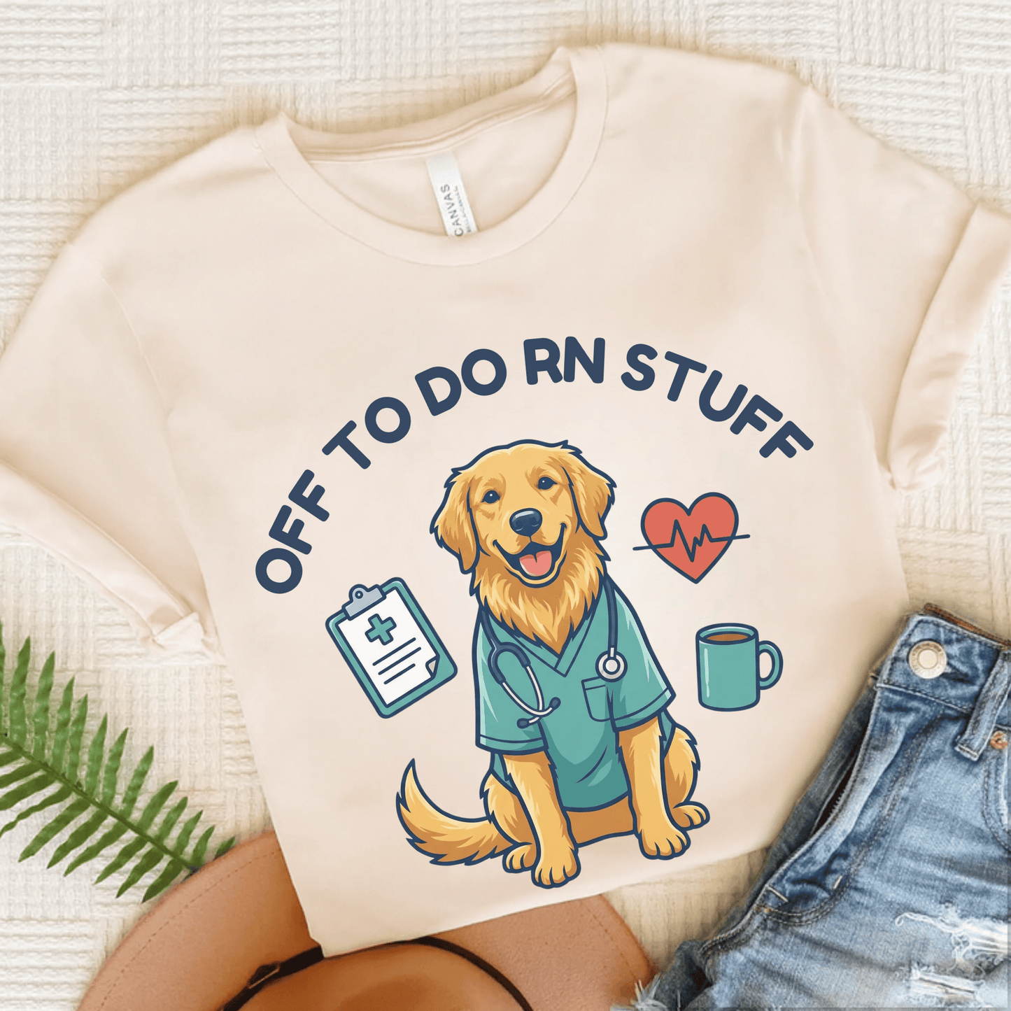Golden Retriever RN Nurse Funny Unisex TShirt Natural
