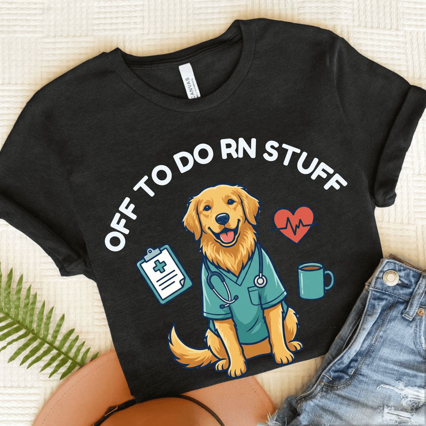 Golden Retriever RN Nurse Funny Unisex TShirt Dark Grey Heather