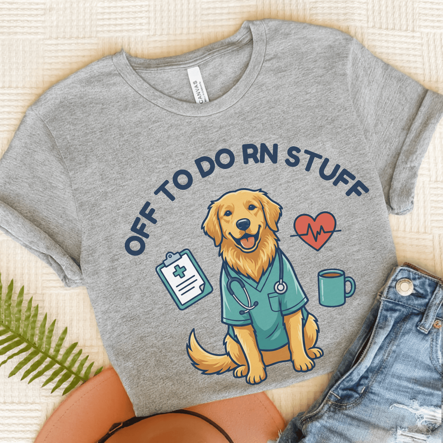 Golden Retriever RN Nurse Funny Unisex TShirt Athletic Heather
