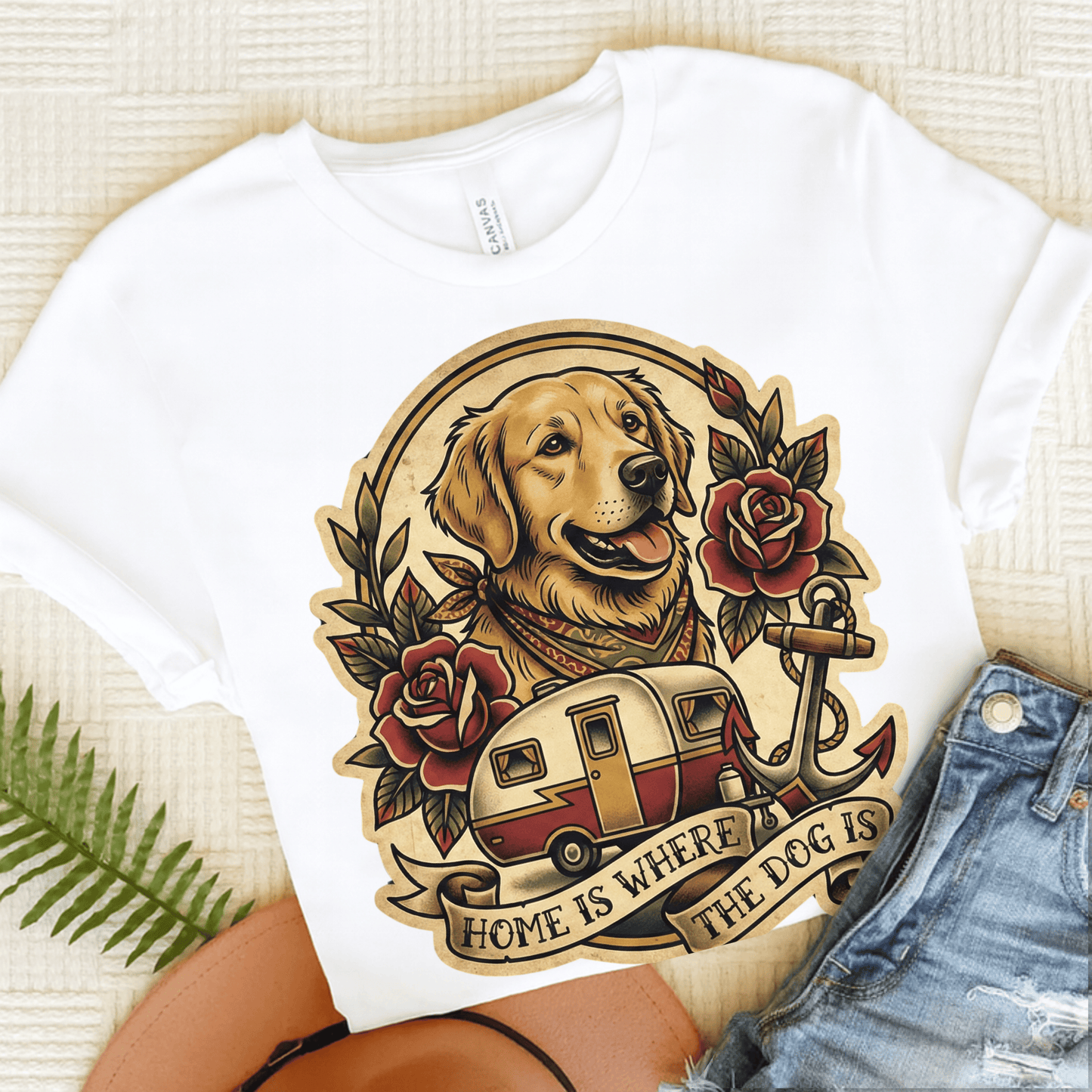 Golden Retriever RV Roadtrip Travel Unisex TShirt White