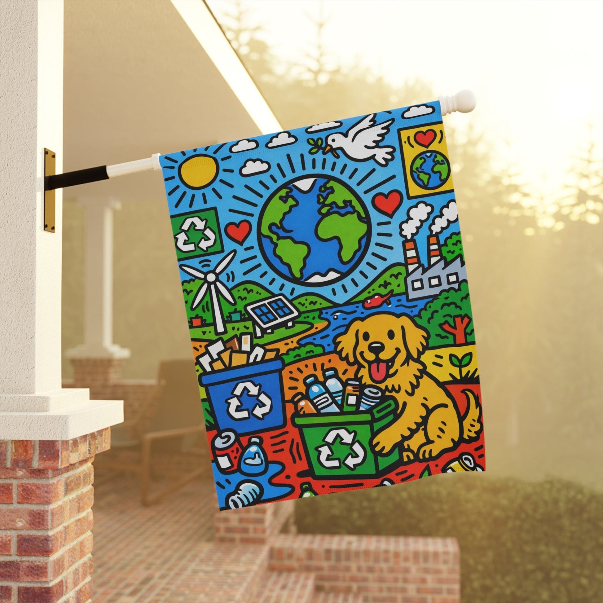 Golden Retriever Save Our Planet Garden Flag