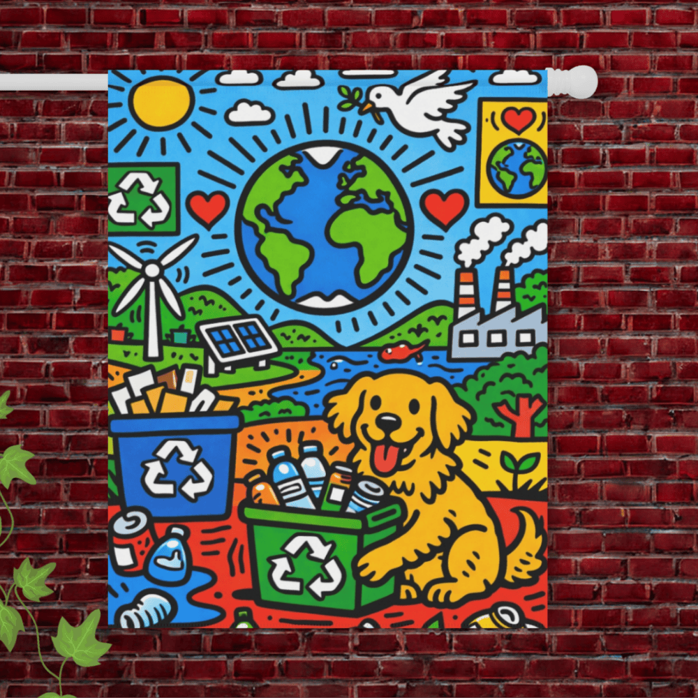 Golden Retriever Save Our Planet Garden Flag 24.5'' × 32''