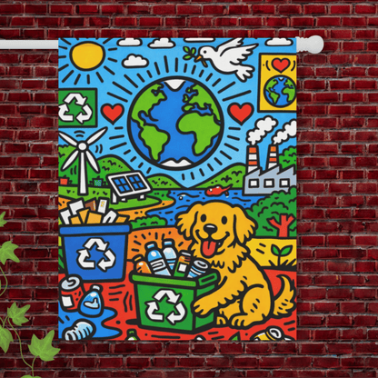 Golden Retriever Save Our Planet Garden Flag 24.5'' × 32''
