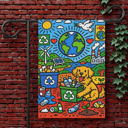 Golden Retriever Save Our Planet Garden Flag 12'' × 18''