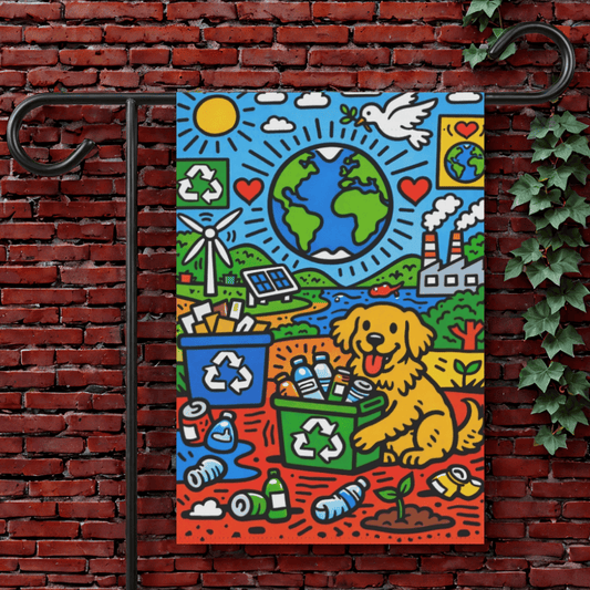 Golden Retriever Save Our Planet Garden Flag 12'' × 18''