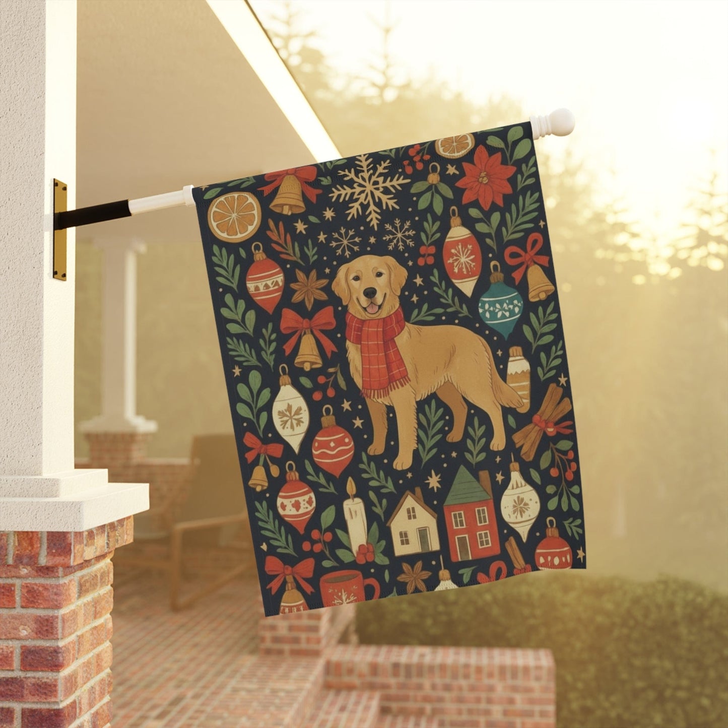 Golden Retriever Scandinavian Winter Garden Yard Flag