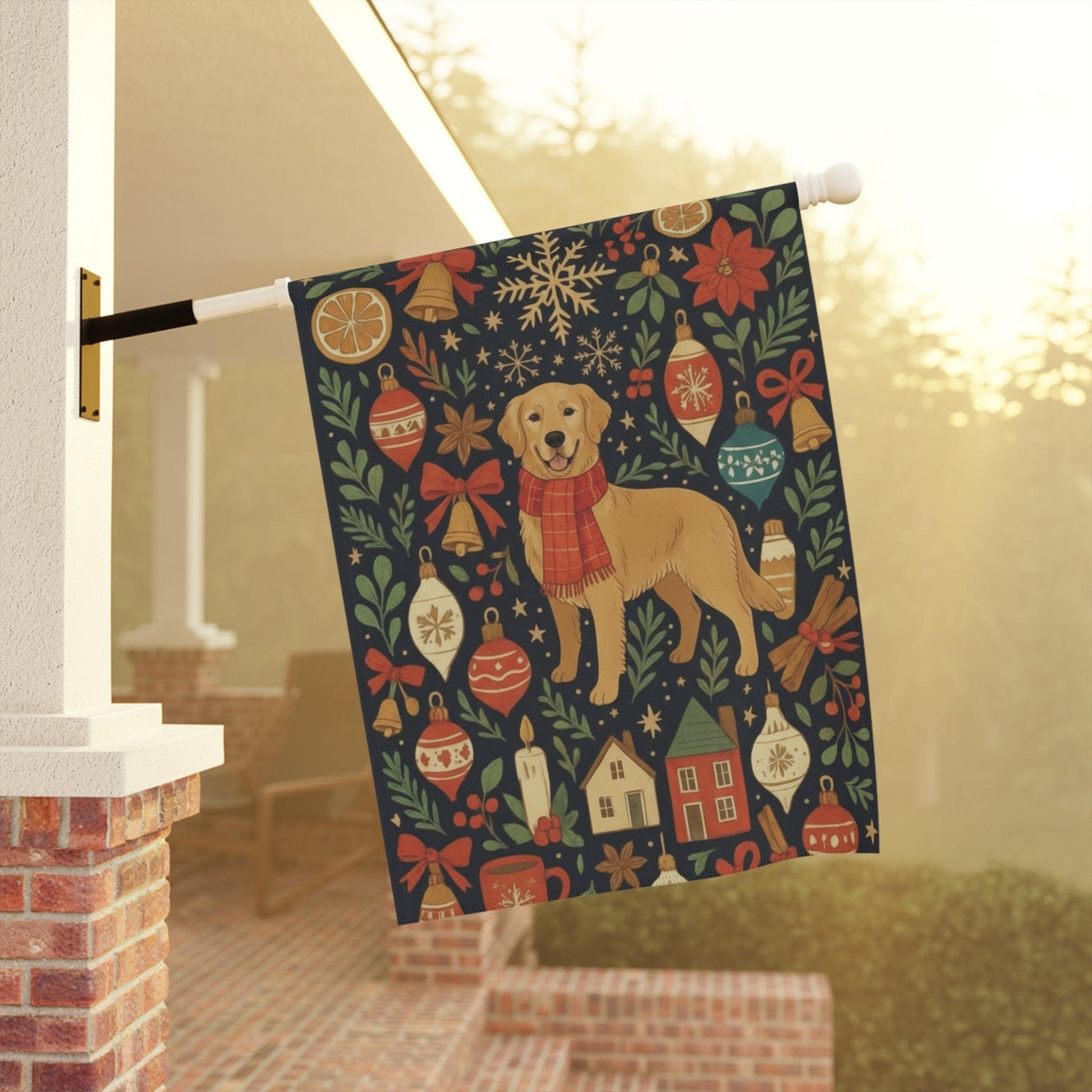 Golden Retriever Scandinavian Winter Garden Yard Flag