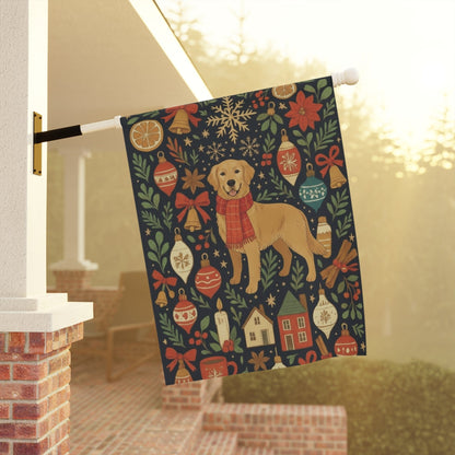 Golden Retriever Scandinavian Winter Garden Yard Flag