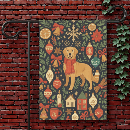 Golden Retriever Scandinavian Winter Garden Yard Flag 12'' × 18''