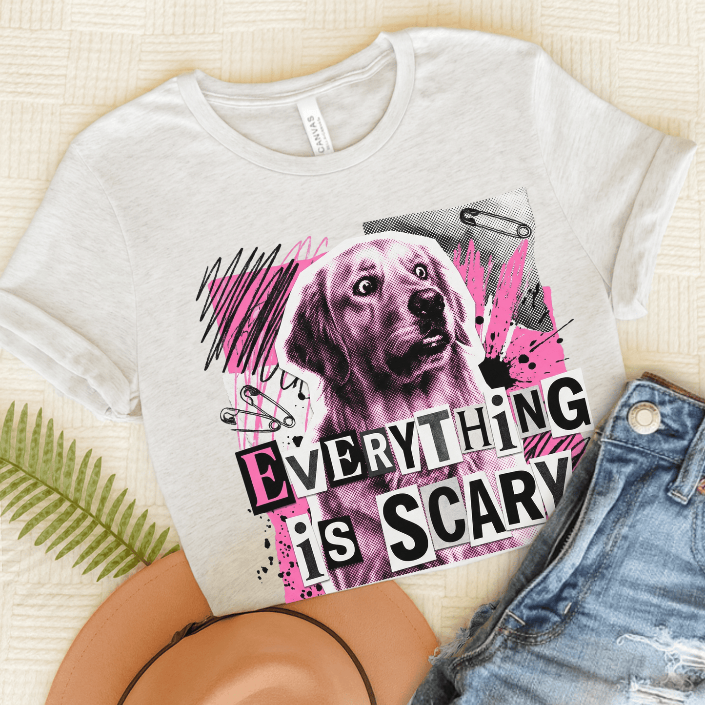Golden Retriever Scary Punk Unisex Tshirt Ash