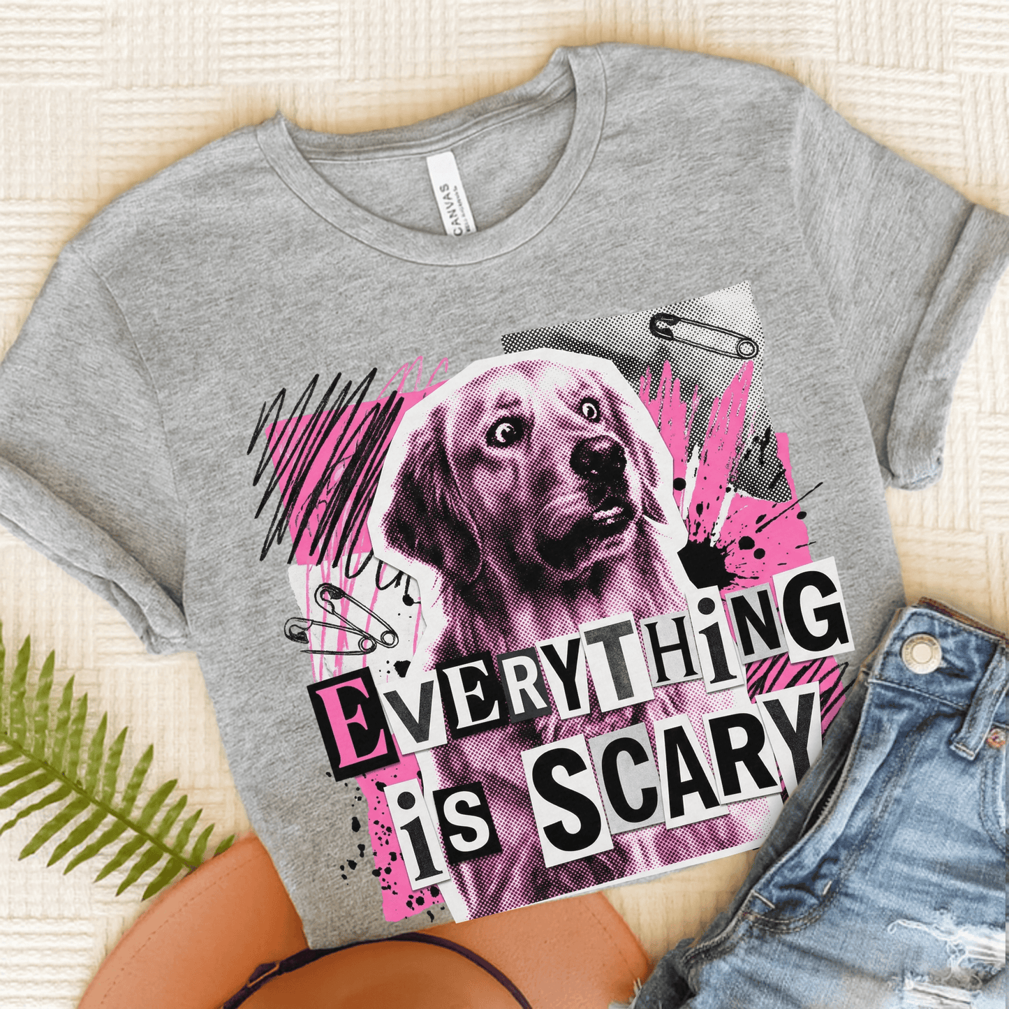 Golden Retriever Scary Punk Unisex Tshirt Athletic Heather
