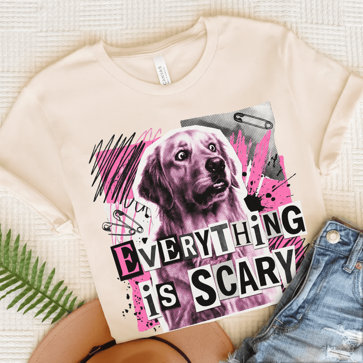 Golden Retriever Scary Punk Unisex Tshirt Natural