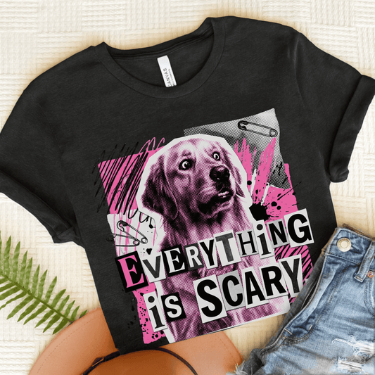 Golden Retriever Scary Punk Unisex Tshirt Dark Grey Heather