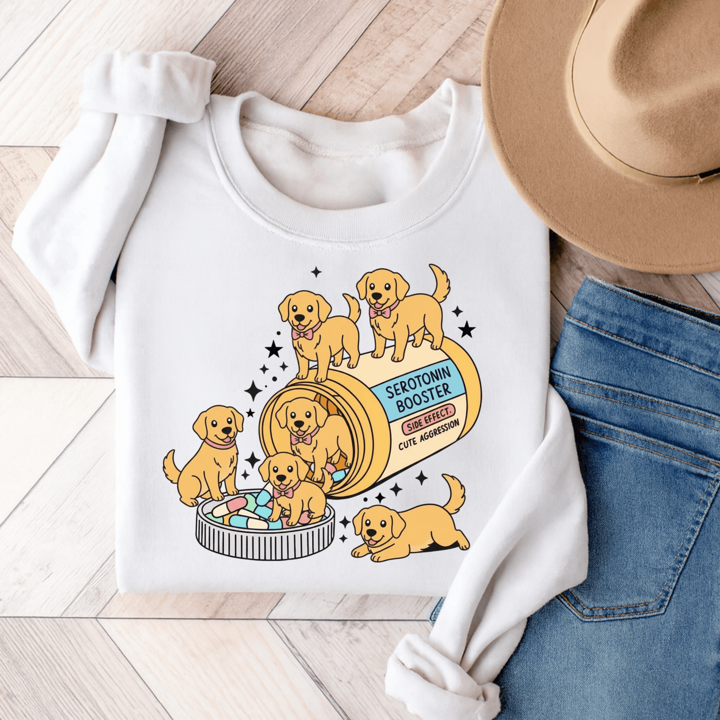 Golden Retriever Serotonin Sweatshirt White