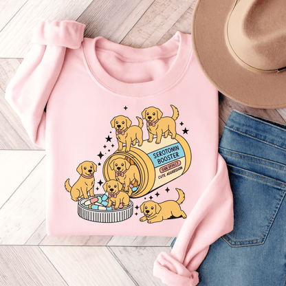 Golden Retriever Serotonin Sweatshirt Light Pink