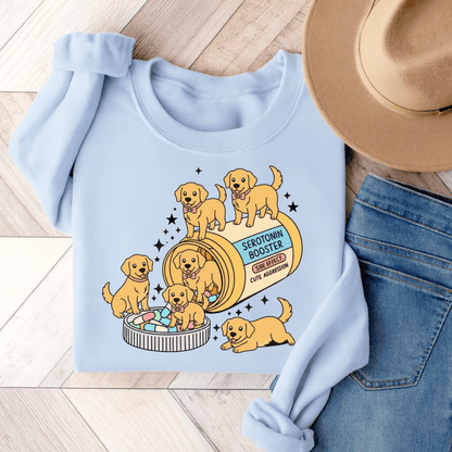 Golden Retriever Serotonin Sweatshirt Light Blue