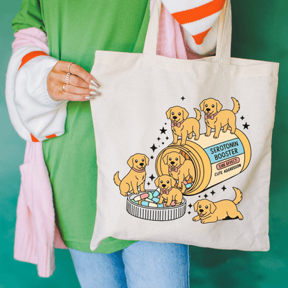 Golden Retriever Serotonin Tote Bag Natural 15" x 16"