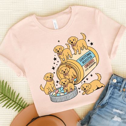 Golden Retriever Serotonin Tshirt Soft Pink