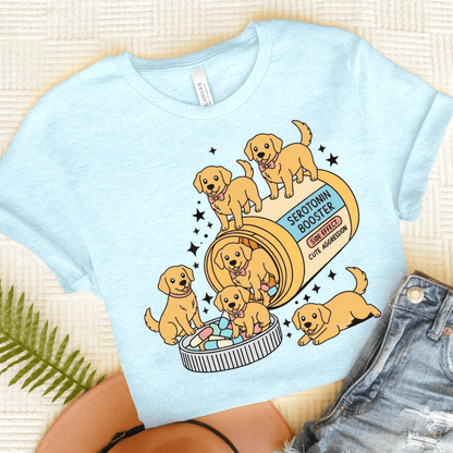 Golden Retriever Serotonin Tshirt Heather Ice Blue