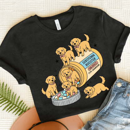 Golden Retriever Serotonin Tshirt Dark Grey Heather