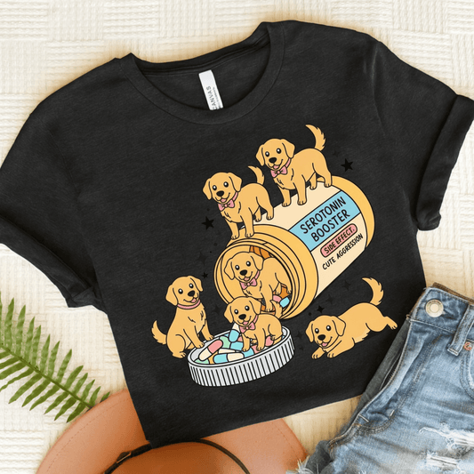 Golden Retriever Serotonin Tshirt Dark Grey Heather