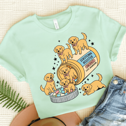 Golden Retriever Serotonin Tshirt Heather Mint