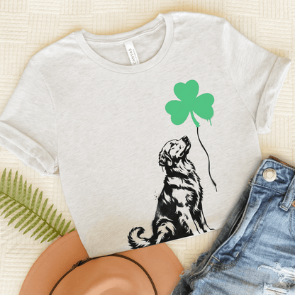 Golden Retriever Shamrock Balloon Unisex Tshirt Ash