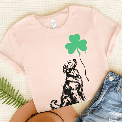 Golden Retriever Shamrock Balloon Unisex Tshirt Soft Pink