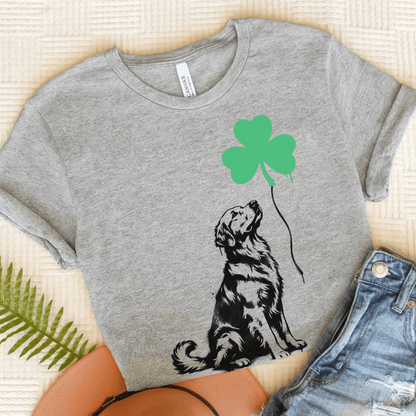 Golden Retriever Shamrock Balloon Unisex Tshirt Athletic Heather