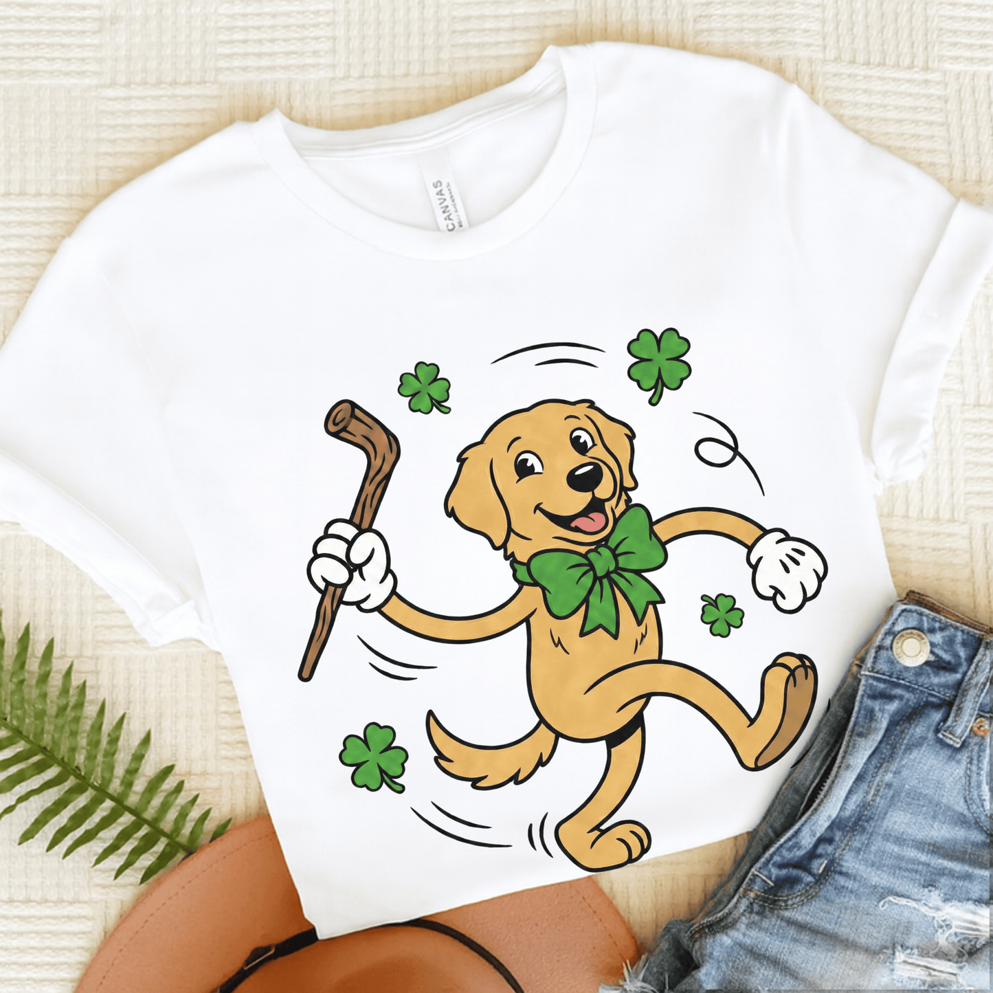 Golden Retriever Shamrock Unisex TShirt White