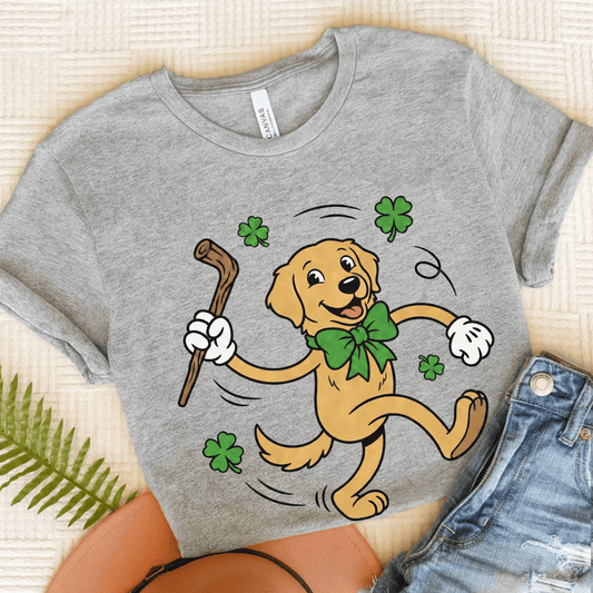 Golden Retriever Shamrock Unisex TShirt Athletic Heather