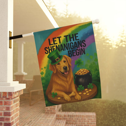 Golden Retriever Shenanigans Garden Flag