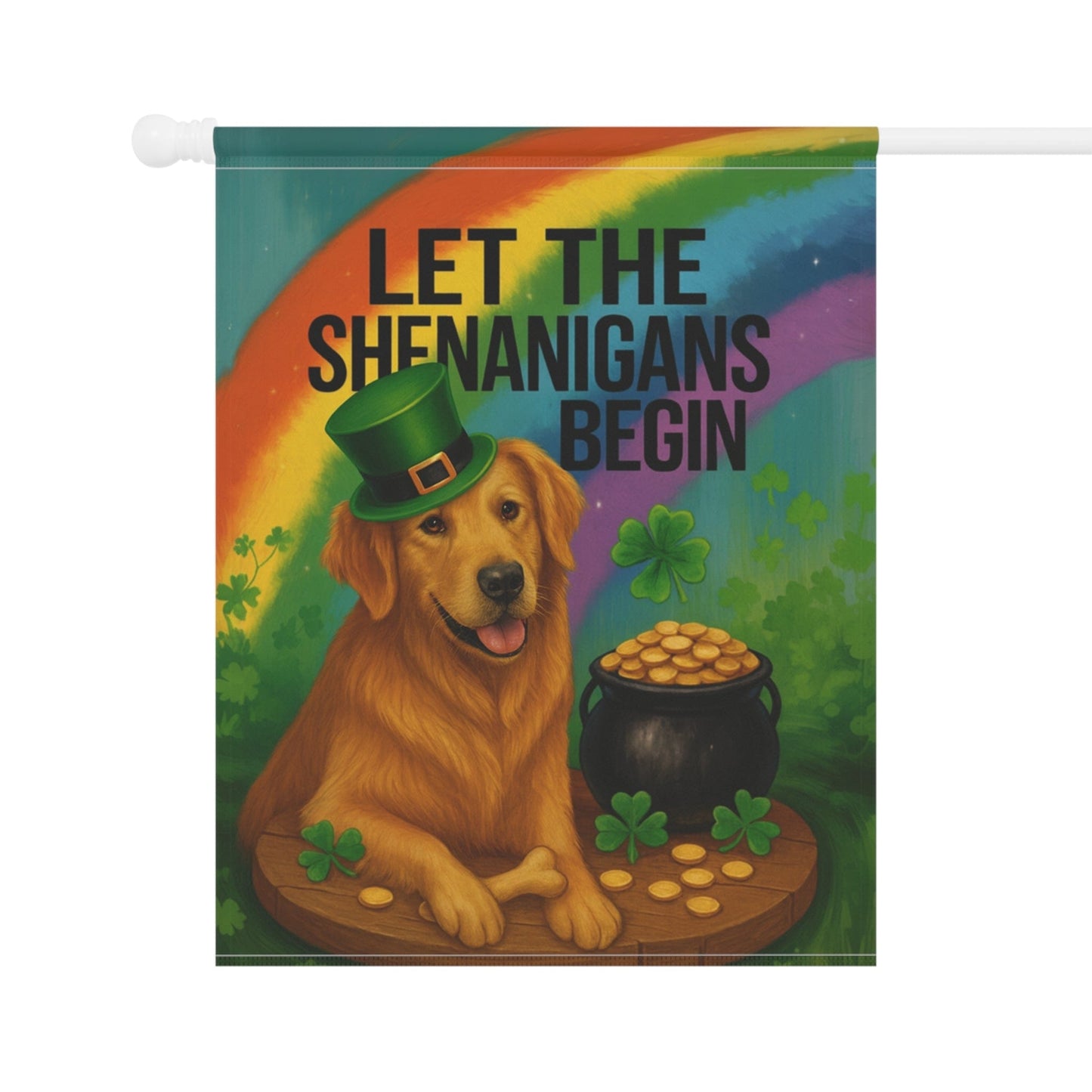 Golden Retriever Shenanigans Garden Flag