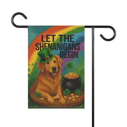 Golden Retriever Shenanigans Garden Flag