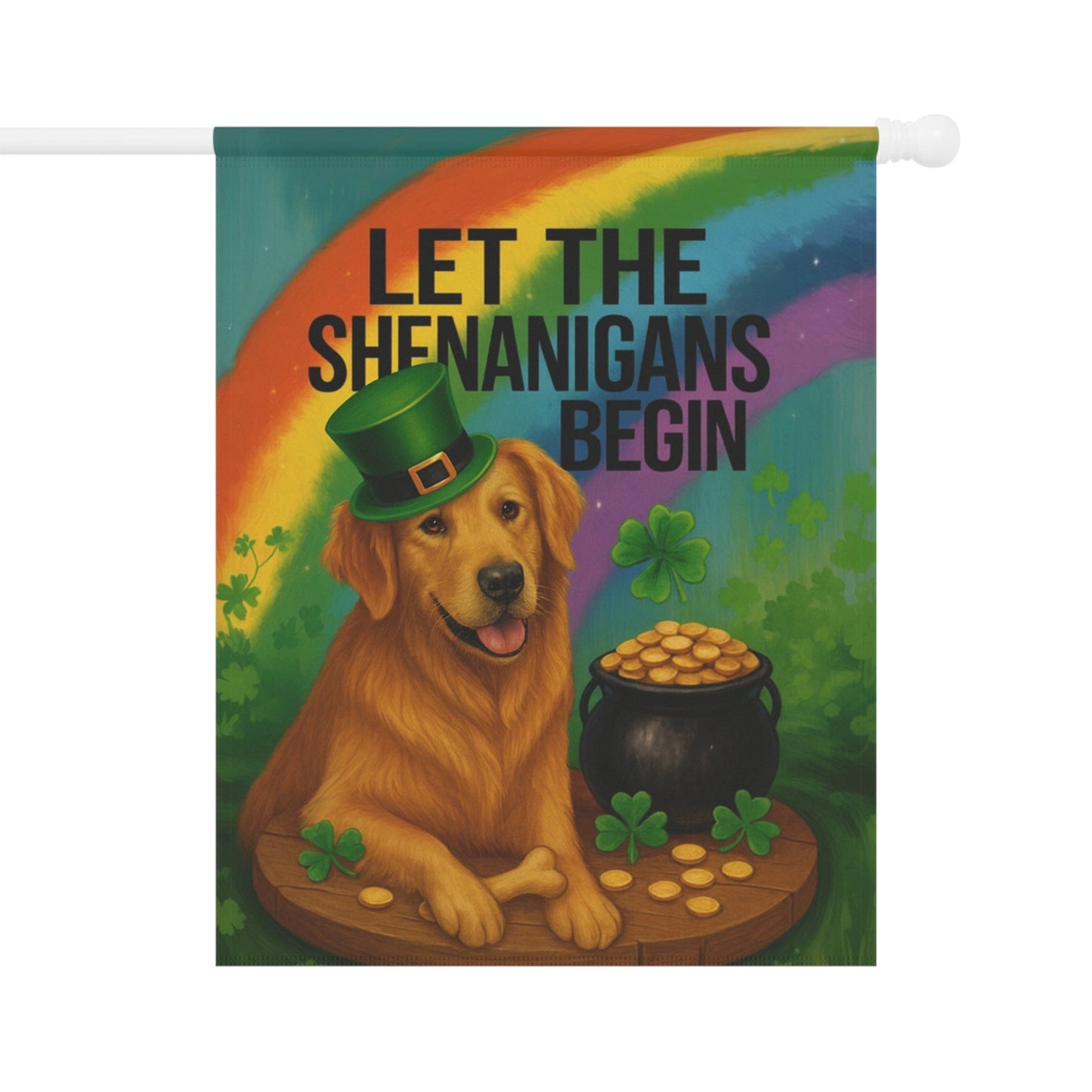 Golden Retriever Shenanigans Garden Flag