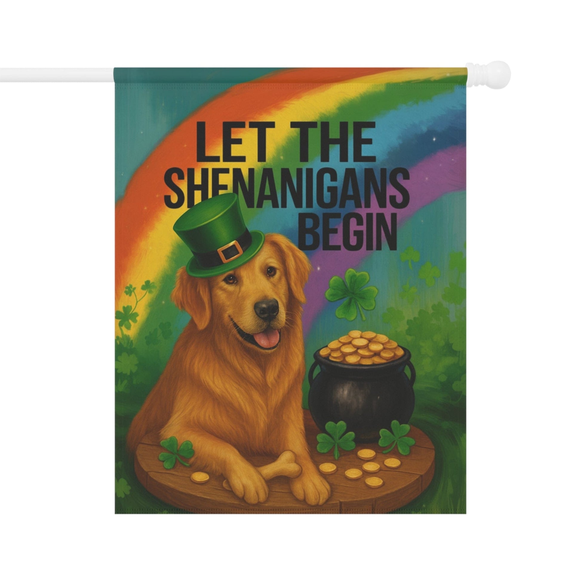 Golden Retriever Shenanigans Garden Flag