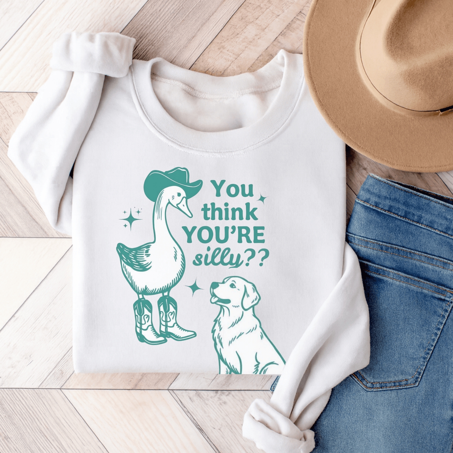 Golden Retriever Silly Goose Sweatshirt White