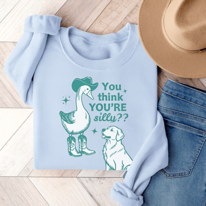 Golden Retriever Silly Goose Sweatshirt Light Blue